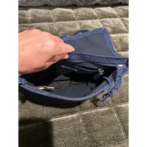 Lucky Brand Crossbody Bag Suede Tassel Blue Color Boho Hippie - Picture 8 of 9